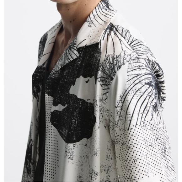 ZARA ~ABSTRACT PRINT STRETCH SHIRT (NWT) - Picture 4 of 10
